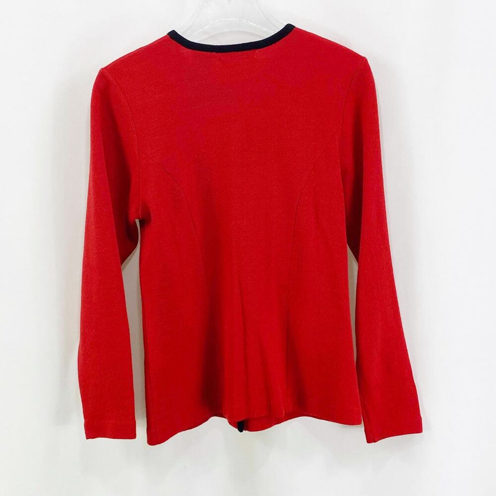 LIZ CLAIBORNE Red Wool Blend Gold Button Cardigan Sweater - Picture 4 of 8